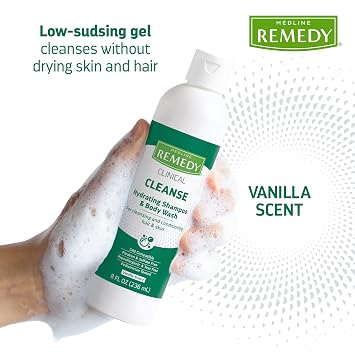 Medline Remedy Clinical Hydrating Shampoo & Body Wash Vanilla Scent Adults & Kids 236ml