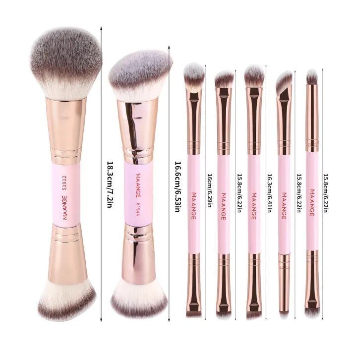 MAANGE - 7 pcs Eye & Face Brushes-Pink