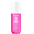 Pink and white bottle of Sol de Janeiro Tan Lines product on a white background