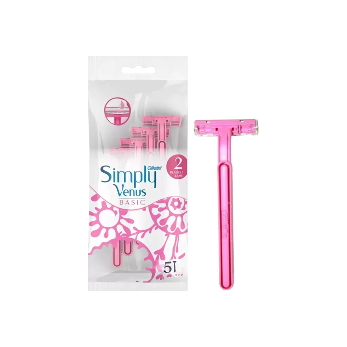 Gillette Simply Venus Basic Disposable Razors For Women - 5Pcs