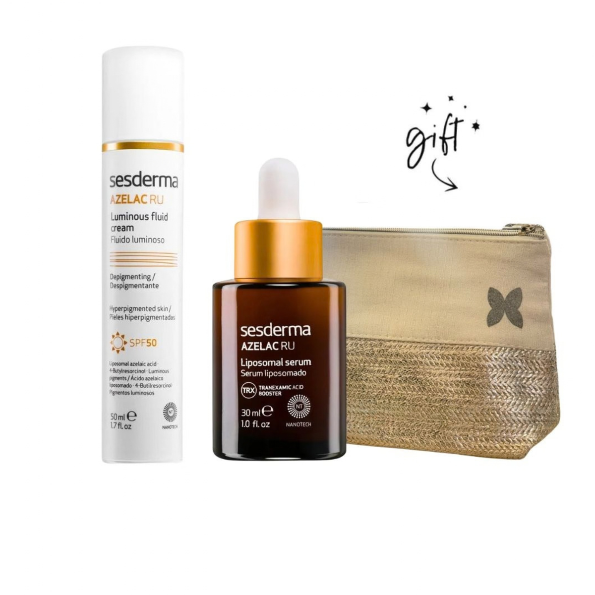 Sesderma Azelac RU Fluid Spf50 & Serum + Free Pouch Bundle At 20% Off